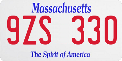 MA license plate 9ZS330