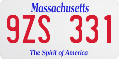 MA license plate 9ZS331