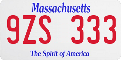 MA license plate 9ZS333