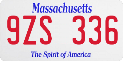 MA license plate 9ZS336