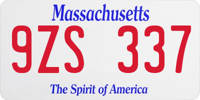 MA license plate 9ZS337