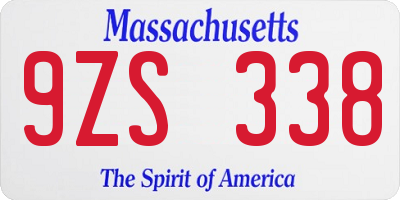MA license plate 9ZS338