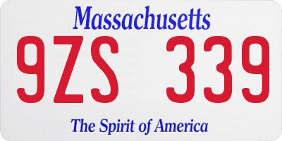 MA license plate 9ZS339