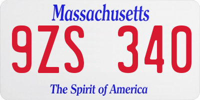 MA license plate 9ZS340