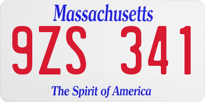 MA license plate 9ZS341