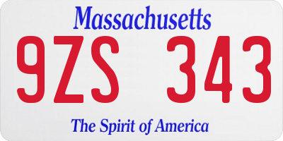 MA license plate 9ZS343