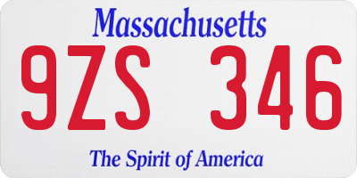 MA license plate 9ZS346