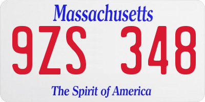 MA license plate 9ZS348
