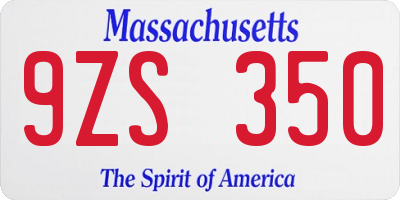 MA license plate 9ZS350