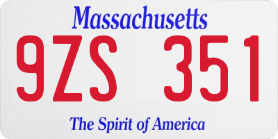 MA license plate 9ZS351