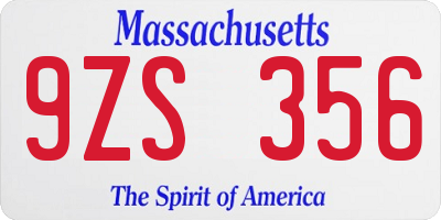 MA license plate 9ZS356