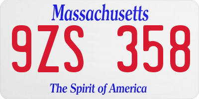 MA license plate 9ZS358