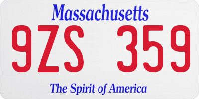 MA license plate 9ZS359