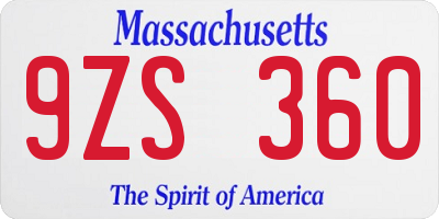 MA license plate 9ZS360