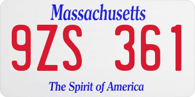 MA license plate 9ZS361