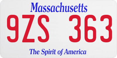 MA license plate 9ZS363