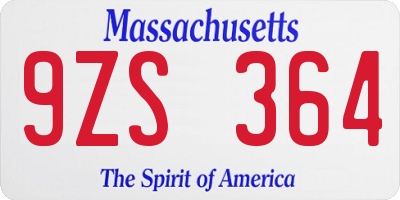 MA license plate 9ZS364