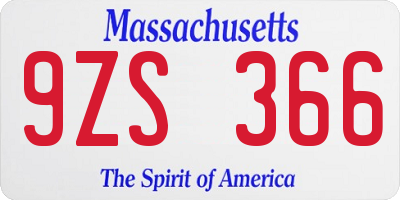 MA license plate 9ZS366