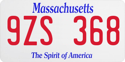 MA license plate 9ZS368