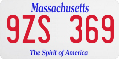 MA license plate 9ZS369