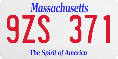 MA license plate 9ZS371