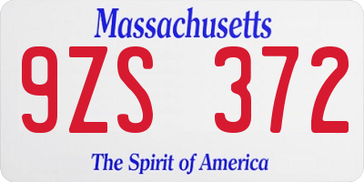 MA license plate 9ZS372