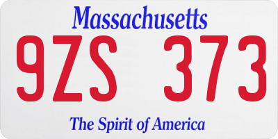 MA license plate 9ZS373