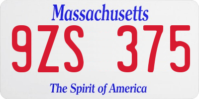 MA license plate 9ZS375