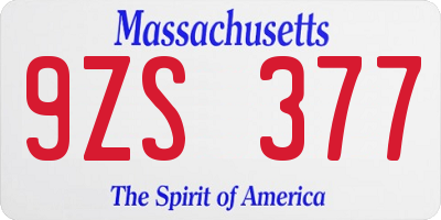 MA license plate 9ZS377