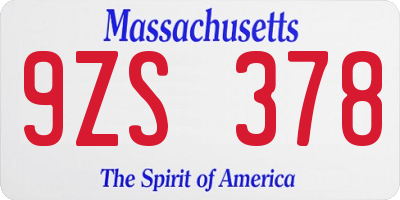MA license plate 9ZS378