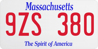 MA license plate 9ZS380