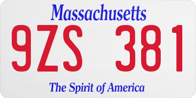 MA license plate 9ZS381
