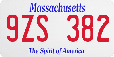 MA license plate 9ZS382