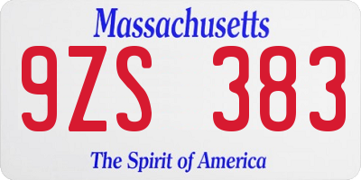 MA license plate 9ZS383