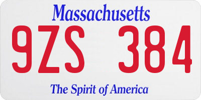 MA license plate 9ZS384