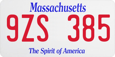 MA license plate 9ZS385