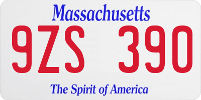 MA license plate 9ZS390