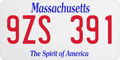 MA license plate 9ZS391