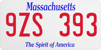 MA license plate 9ZS393
