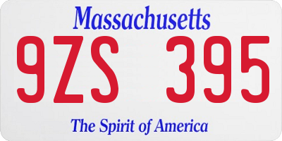 MA license plate 9ZS395