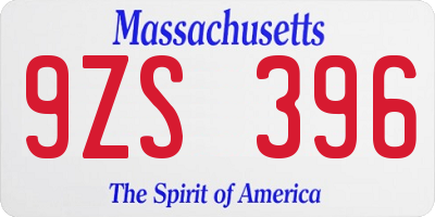 MA license plate 9ZS396