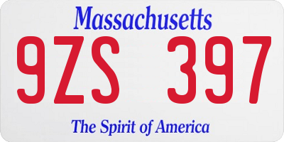 MA license plate 9ZS397