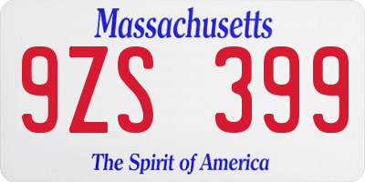 MA license plate 9ZS399