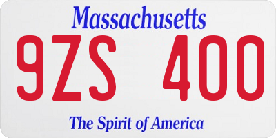 MA license plate 9ZS400