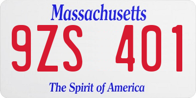 MA license plate 9ZS401