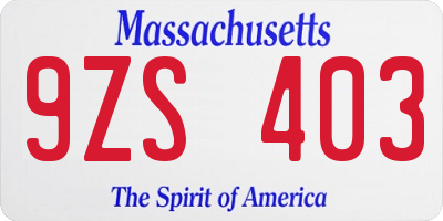 MA license plate 9ZS403