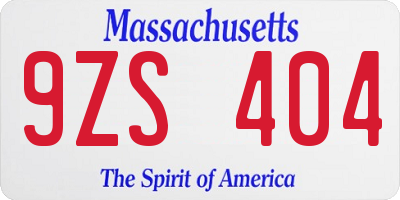 MA license plate 9ZS404