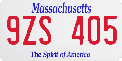 MA license plate 9ZS405