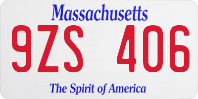 MA license plate 9ZS406