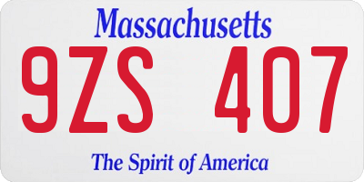 MA license plate 9ZS407